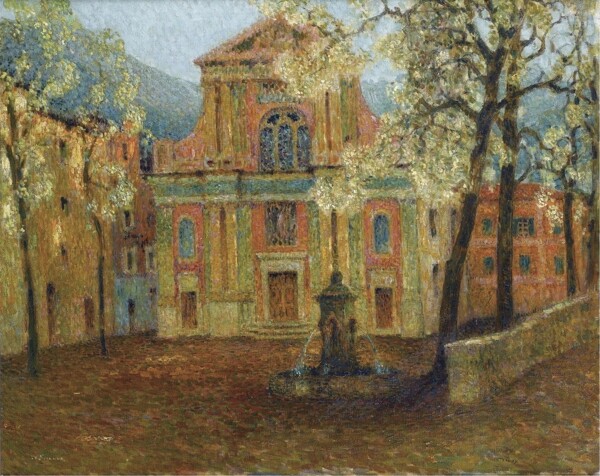 HenriLeSidanerTheChurchofDolceacqua1911画家风景画静物油画建筑油画装饰画