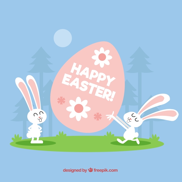 快乐的复活节兔子和蛋的背景