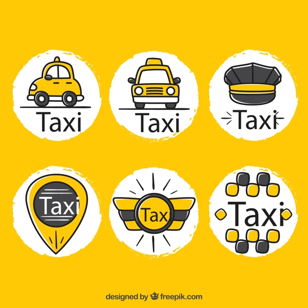 出租车元素标签图片
