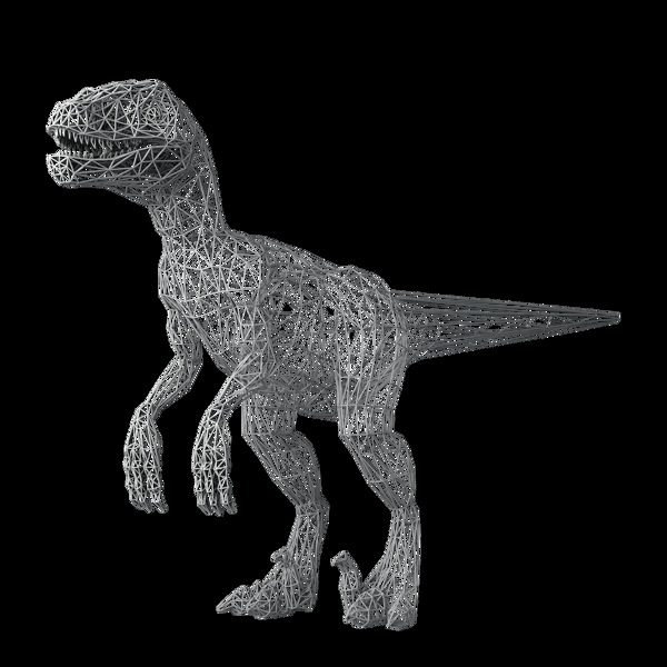 3D立体恐龙炫酷空心结晶D4d金属恐龙
