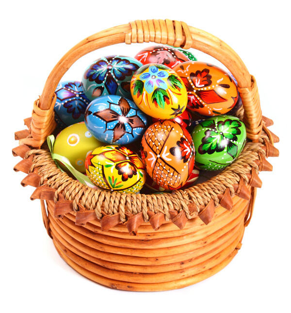 装满复活节彩蛋的篮子