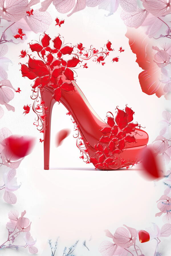 浪漫红色高跟鞋背景
