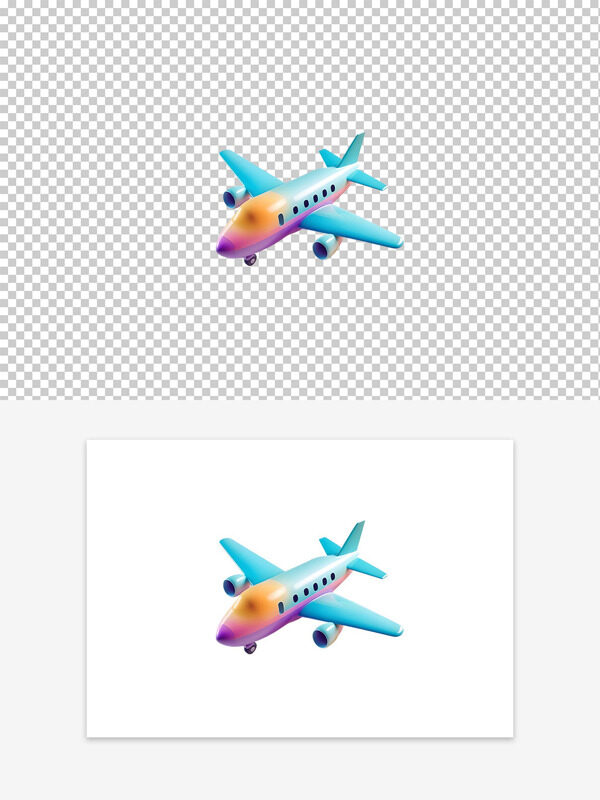 质感3D卡通彩色飞机UI图标