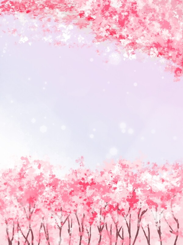 纯原创墨点手绘粉色唯美樱花背景