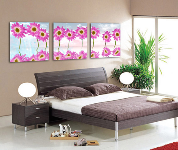 卧室花朵三联画