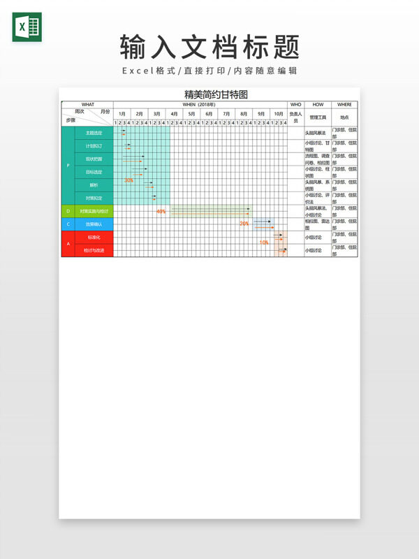 精美简约彩色项目计划甘特图