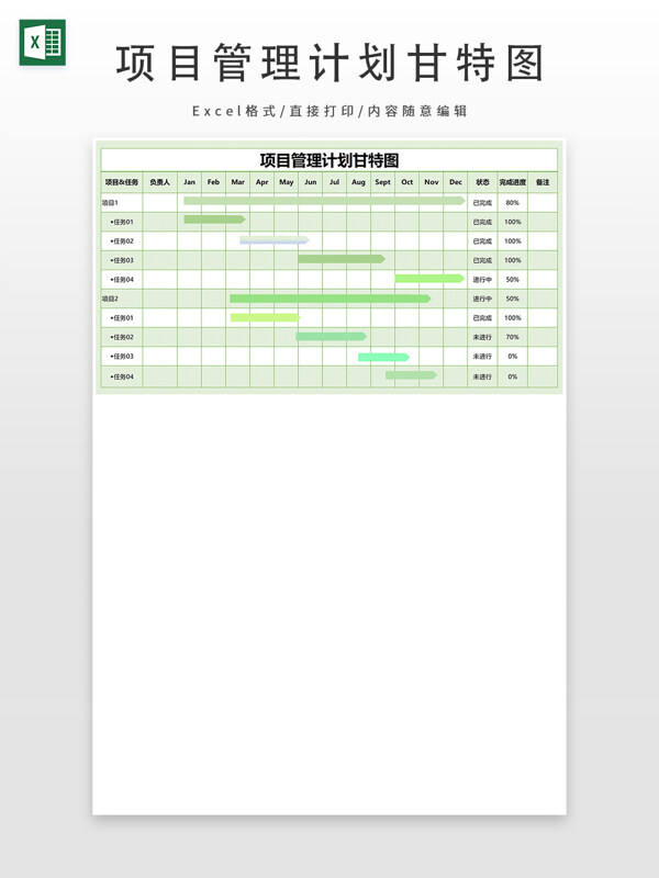 项目管理计划甘特图