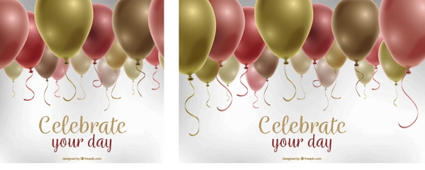 生日背景与装饰气球在现实的风格