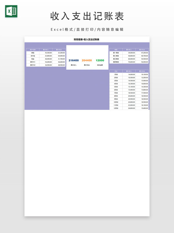 财务报表-收入支出记账表