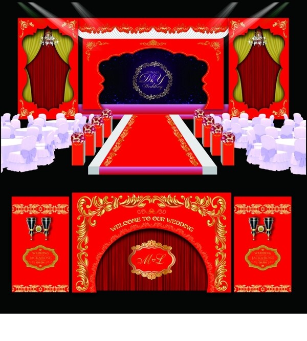 红色主题婚礼设计