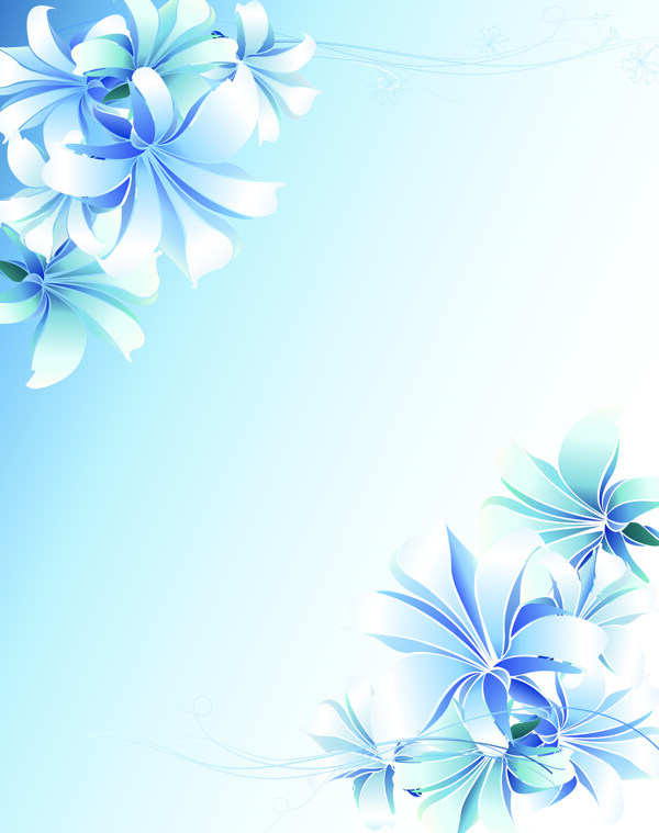 蓝色背景蓝色花朵蓝色浪漫移门图案